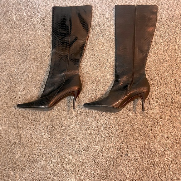 Cole haan size 11 b dark brown metallic heeled boots - Picture 1 of 5